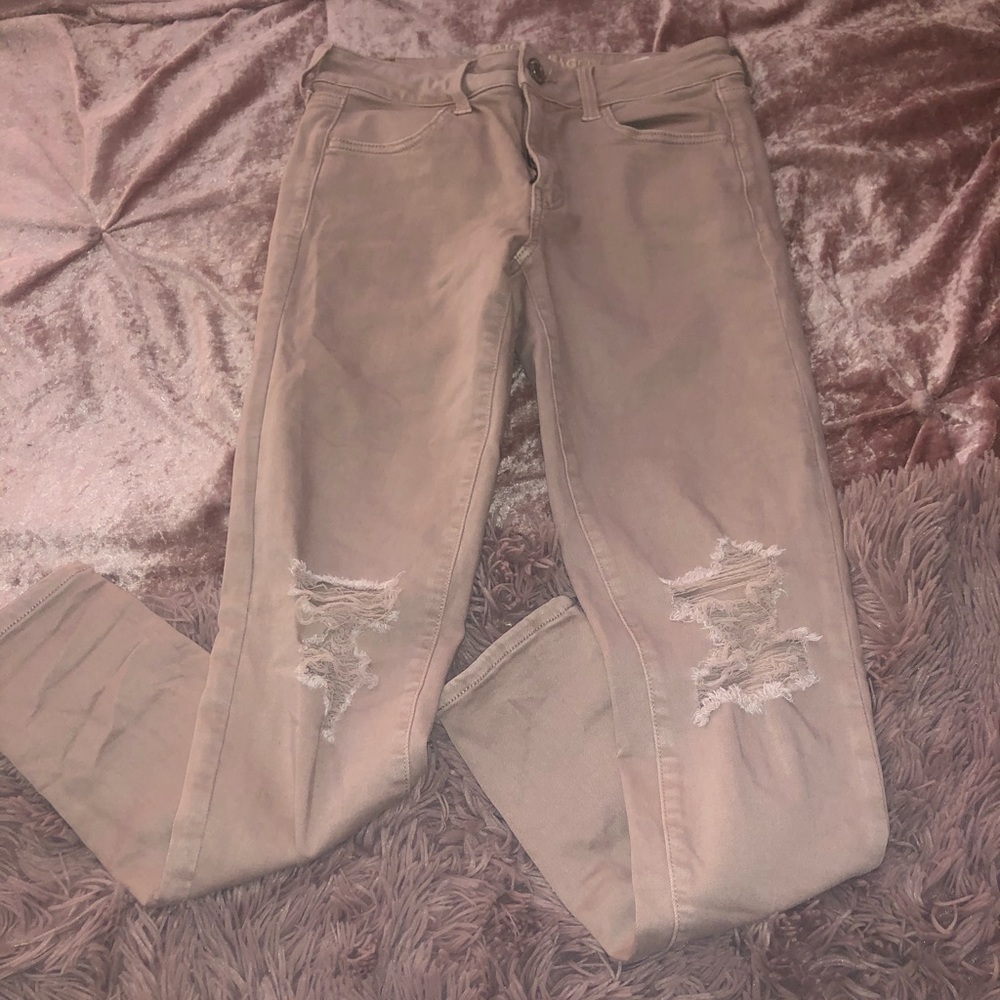 AEO Pink Ripped Jeans